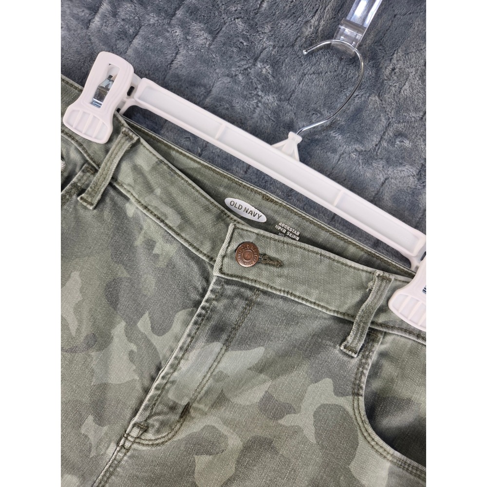 Old Navy Rockstar Super Skinny Green Camo Mid Rise Jeans Womens 16 Camouflage